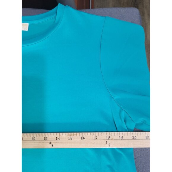 Michael Michael Kors SZ LG Teal Jersey SS Flutter Sleeve Shift T-Shirt Dress - Picture 4 of 9